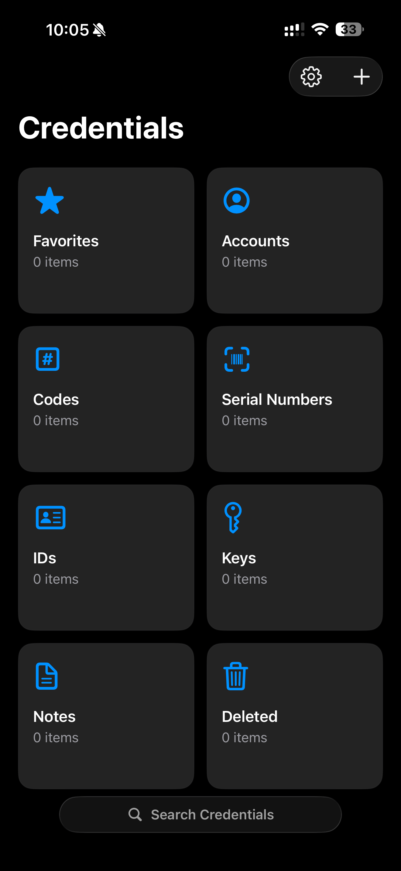 Credentials app screen