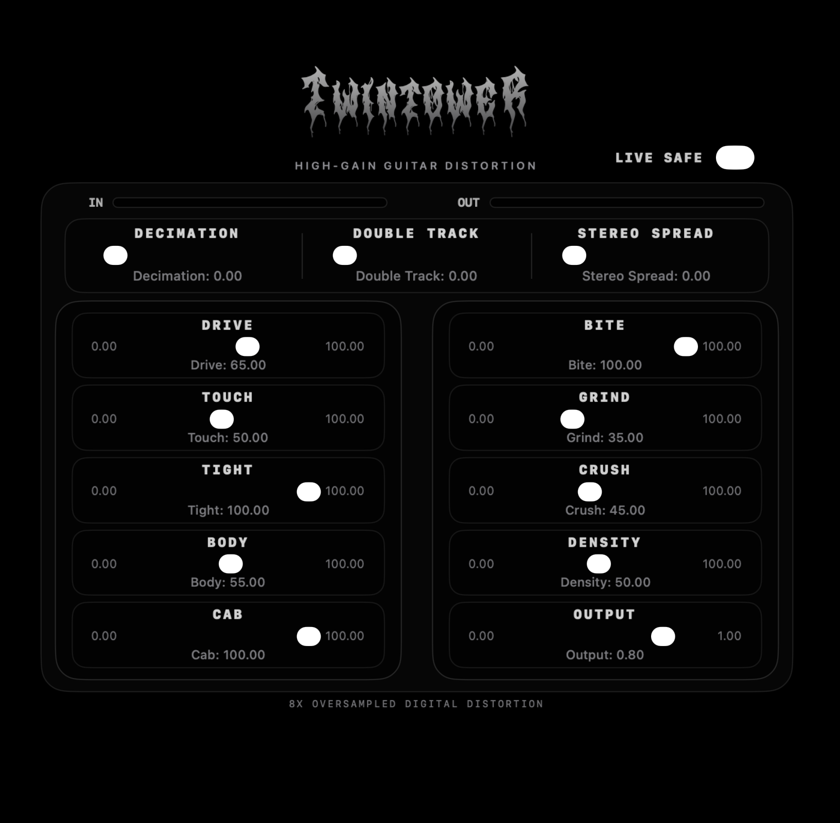 TwinTower distortion plugin interface